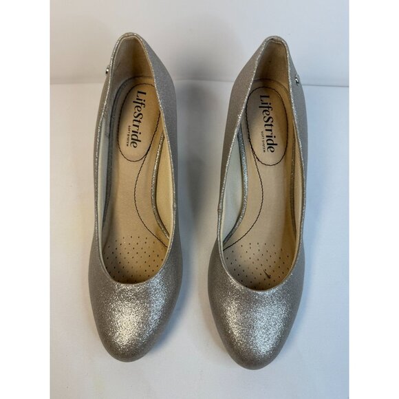 LifeStride Pumps Women Size 7.5M Gold Metallic Soft Cushion Heel Dressy Shoes - Picture 3 of 12